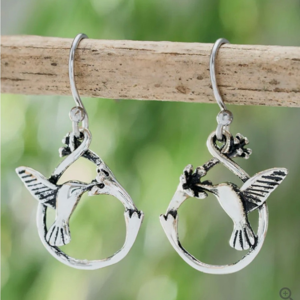 NEW - Aspen Jewelry Silver Hummingbird Dangly Earrings - Picture 2 of 5
